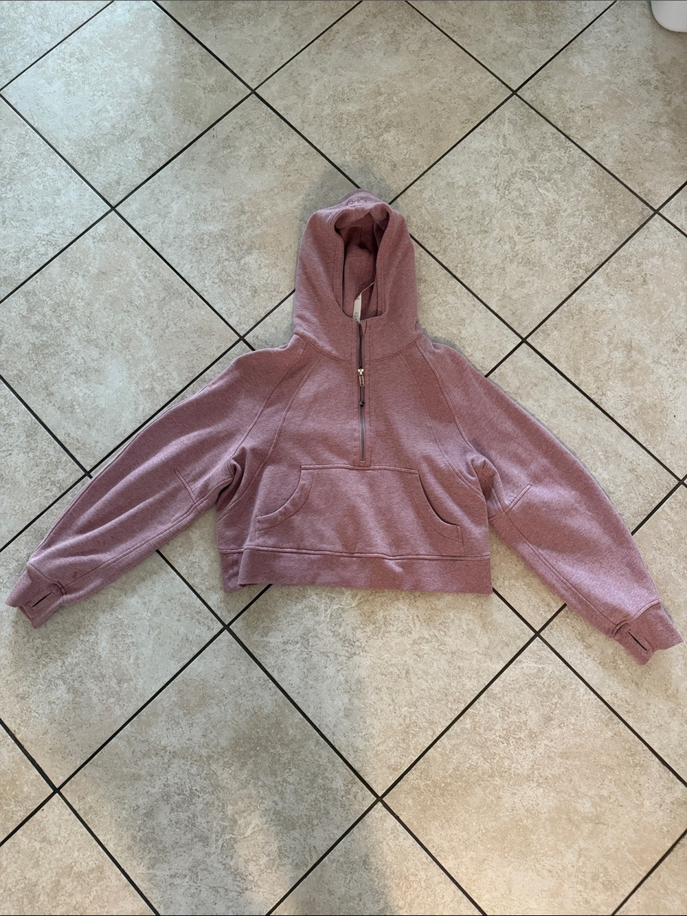 lululemon athletica Mauve Cropped Half-Zip Hoodie Sweater